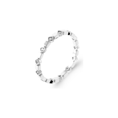 Bague en argent rhodié et oxyde de zirconium