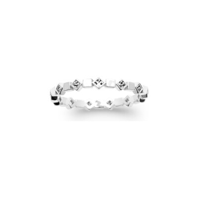 Bague en argent rhodié et oxyde de zirconium