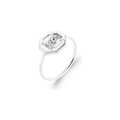 Bague en argent rhodié et oxyde de zirconium