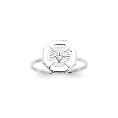 Bague en argent rhodié et oxyde de zirconium