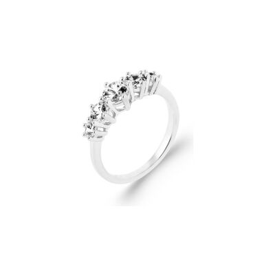 Bague en argent rhodié et oxyde de zirconium