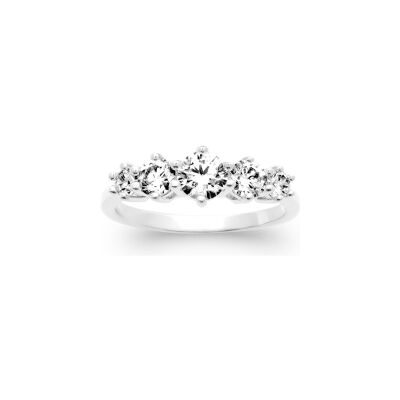 Bague en argent rhodié et oxyde de zirconium