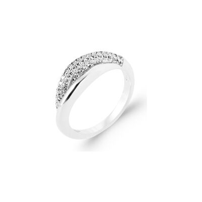 Bague en argent rhodié et oxyde de zirconium
