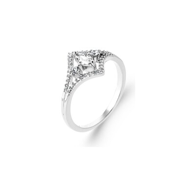 Bague en argent rhodié et oxyde de zirconium