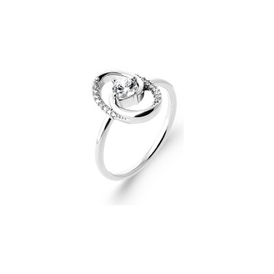 Bague en argent rhodié et oxyde de zirconium