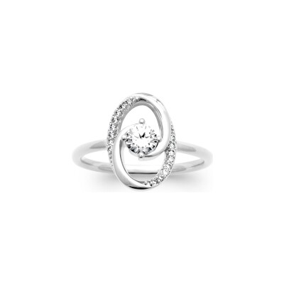 Bague en argent rhodié et oxyde de zirconium