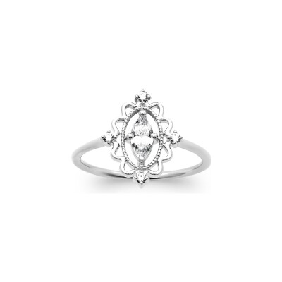 Bague en argent rhodié et oxyde de zirconium