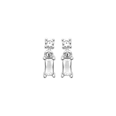 Boucles d'oreilles en argent rhodié et oxyde de zirconium