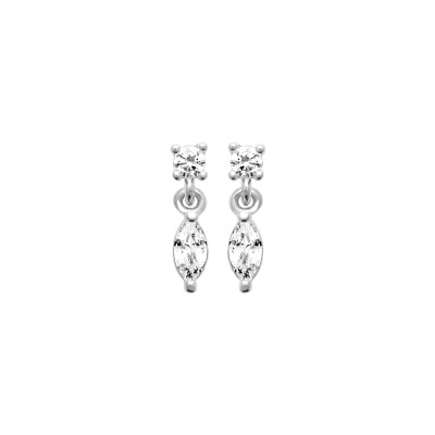 Boucles d'oreilles en argent rhodié et oxyde de zirconium