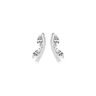 Boucles d'oreilles en argent rhodié et oxyde de zirconium