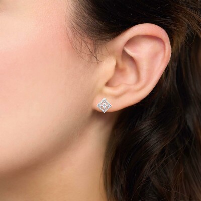 Boucles d'oreilles en argent rhodié et oxyde de zirconium