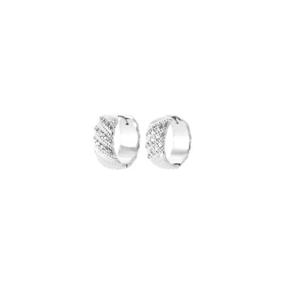 Boucles d'oreilles créoles en argent rhodié et oxyde de zirconium