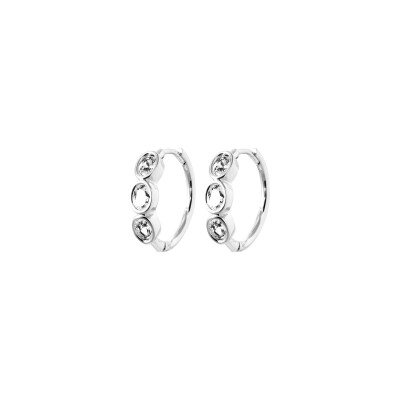 Boucles d'oreilles créoles en argent rhodié et oxyde de zirconium