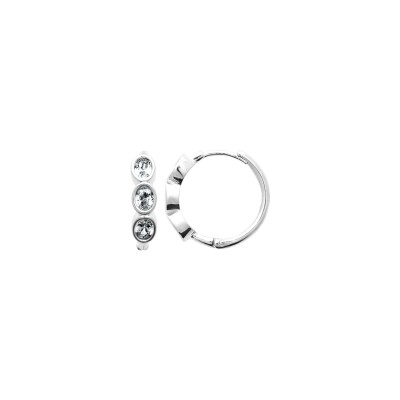 Boucles d'oreilles créoles en argent rhodié et oxyde de zirconium