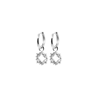 Boucles d'oreilles créoles en argent rhodié et oxyde de zirconium