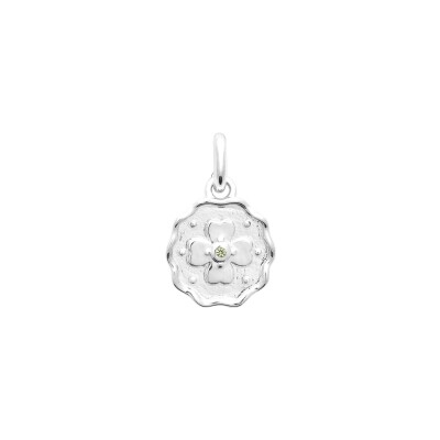 Pendentif en argent rhodié et pierre synthétique
