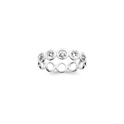 Bague en argent rhodié et oxyde de zirconium