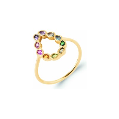 Bague en plaqué or et pierre synthétique