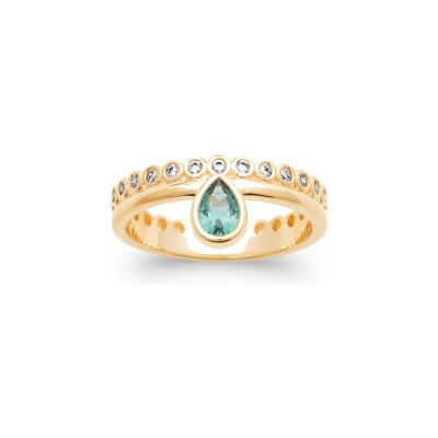 Bague en plaqué or et pierre synthétique