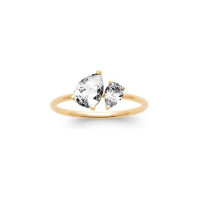 Bague en plaqué or et oxyde de zirconium