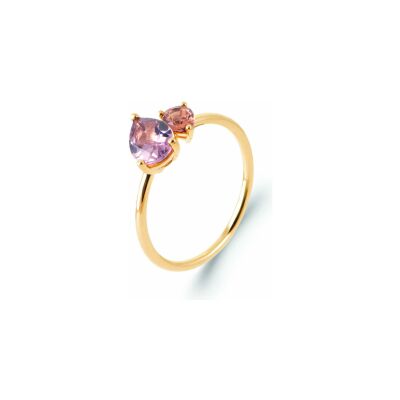 Bague en plaqué or et pierre synthétique