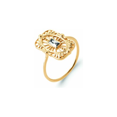 Bague en plaqué or et oxyde de zirconium
