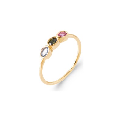 Bague en plaqué or et pierre synthétique