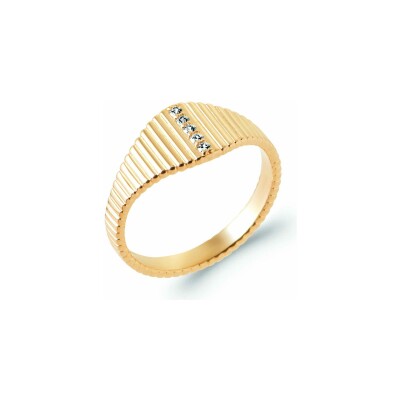 Bague en plaqué or et oxyde de zirconium