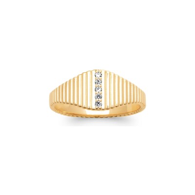 Bague en plaqué or et oxyde de zirconium
