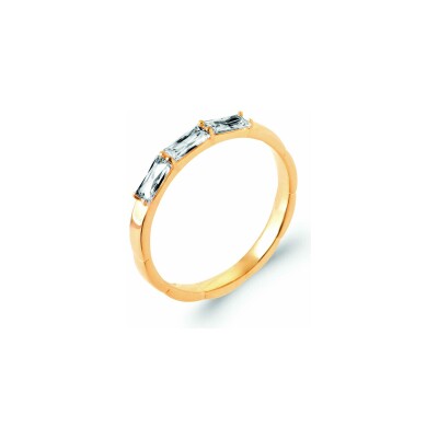 Bague en plaqué or et oxyde de zirconium