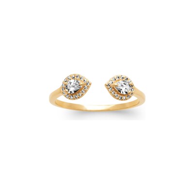 Bague en plaqué or et oxyde de zirconium