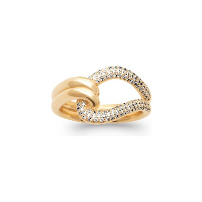 Bague en plaqué or et oxyde de zirconium