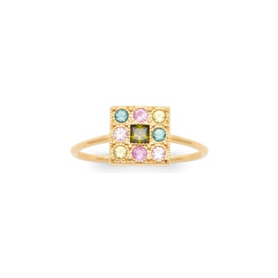 Bague en plaqué or et pierre synthétique