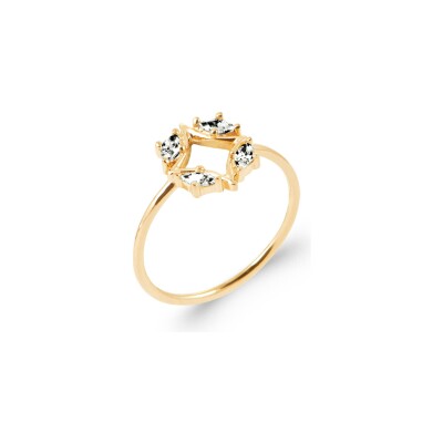 Bague en plaqué or et oxyde de zirconium