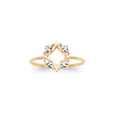 Bague en plaqué or et oxyde de zirconium