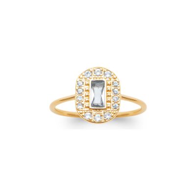 Bague en plaqué or et pierre synthétique