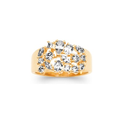 Bague en plaqué or et oxyde de zirconium