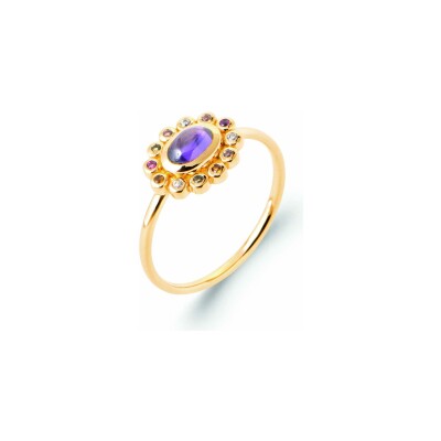 Bague en plaqué or et pierre synthétique