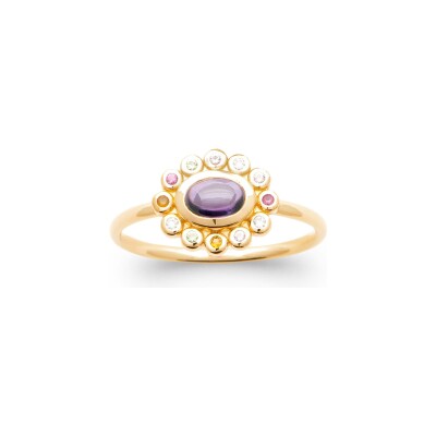 Bague en plaqué or et pierre synthétique