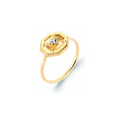 Bague en plaqué or et oxyde de zirconium