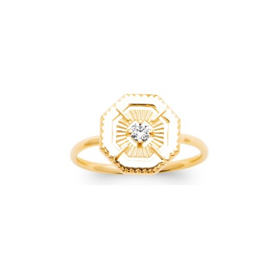 Bague en plaqué or et oxyde de zirconium