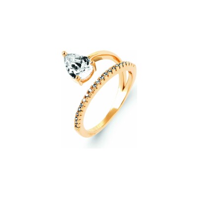 Bague en plaqué or et oxyde de zirconium