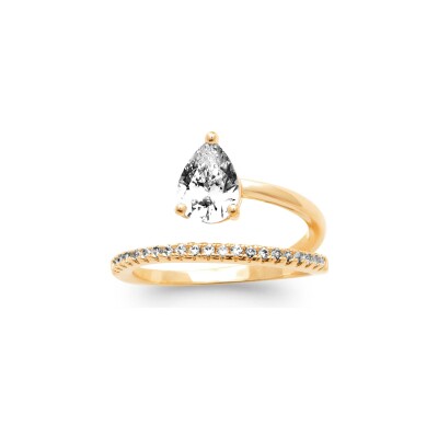Bague en plaqué or et oxyde de zirconium