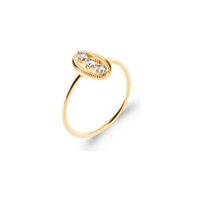 Bague en plaqué or et oxyde de zirconium