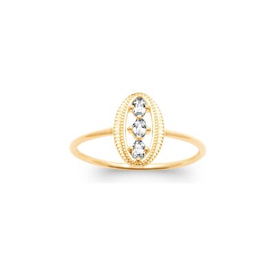 Bague en plaqué or et oxyde de zirconium