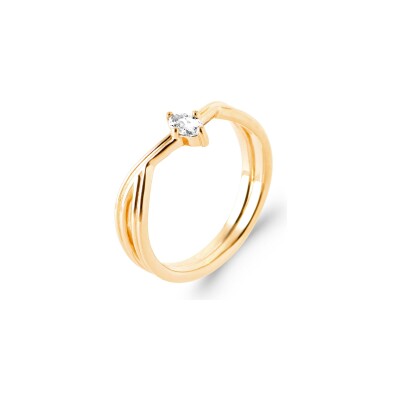 Bague en plaqué or et oxyde de zirconium