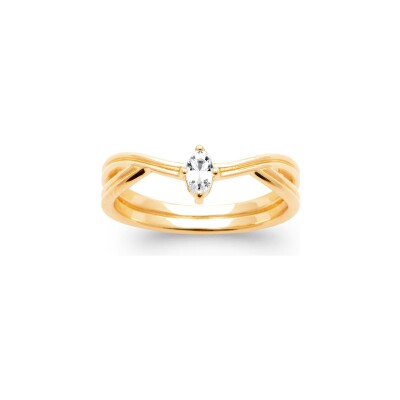 Bague en plaqué or et oxyde de zirconium