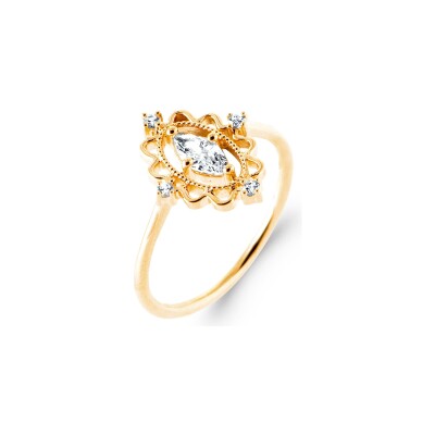 Bague en plaqué or et oxyde de zirconium