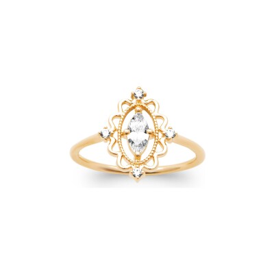 Bague en plaqué or et oxyde de zirconium