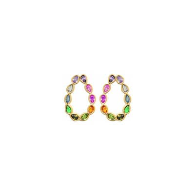 Boucles d'oreilles en plaqué or et pierre synthétique